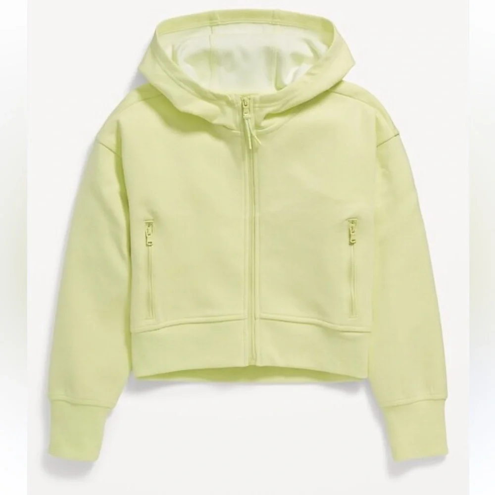 Old Navy dynamic fleece performance Light Neon Green Active Hoodie 8 girls